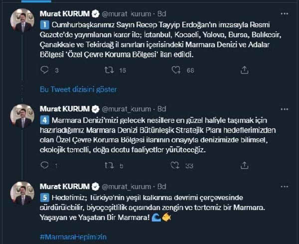 Bakan Kurum, Marmara Denizi ve Adalar'ın "Özel Çevre Koruma Bölgesi" ilanını değerlendirdi Açıklaması